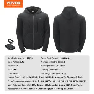 Hoodie Unisex Heated Sweatshirt